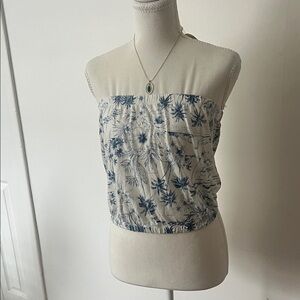 Blue Floral Strapless Tube Top - Women